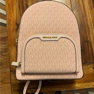 Michael Kors Blush Logo Mini Backpack with Gold Hardware